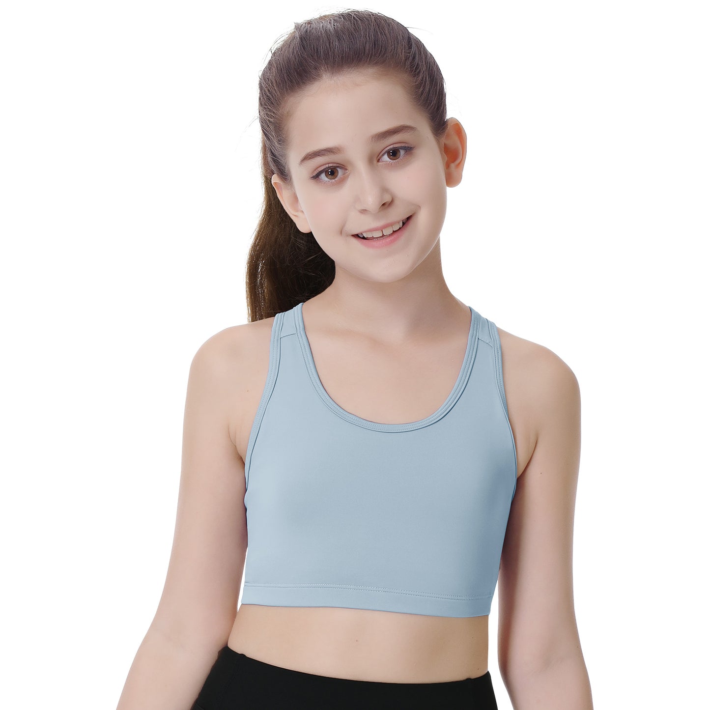 ANIVIVO Girls Sports Bras Stretchy Racerback Training Bra for Teen Athletic Crop Top Scoop Neck Comfort