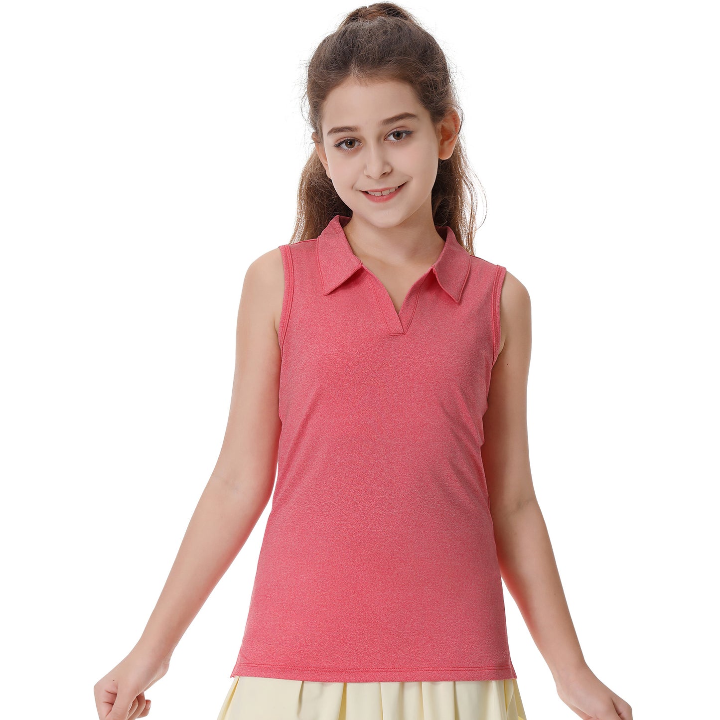 ANIVIVO Girls' Polo Shirts Sleeveless kids Golf Tennis Shirts V Neck Athletic Tank Tops Lightweight Quick Dry